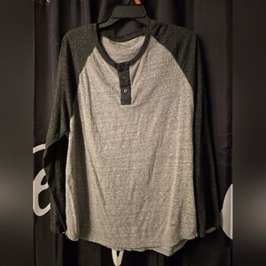 Men's Foot Locker Gray and Black Raglan Henley Shirt